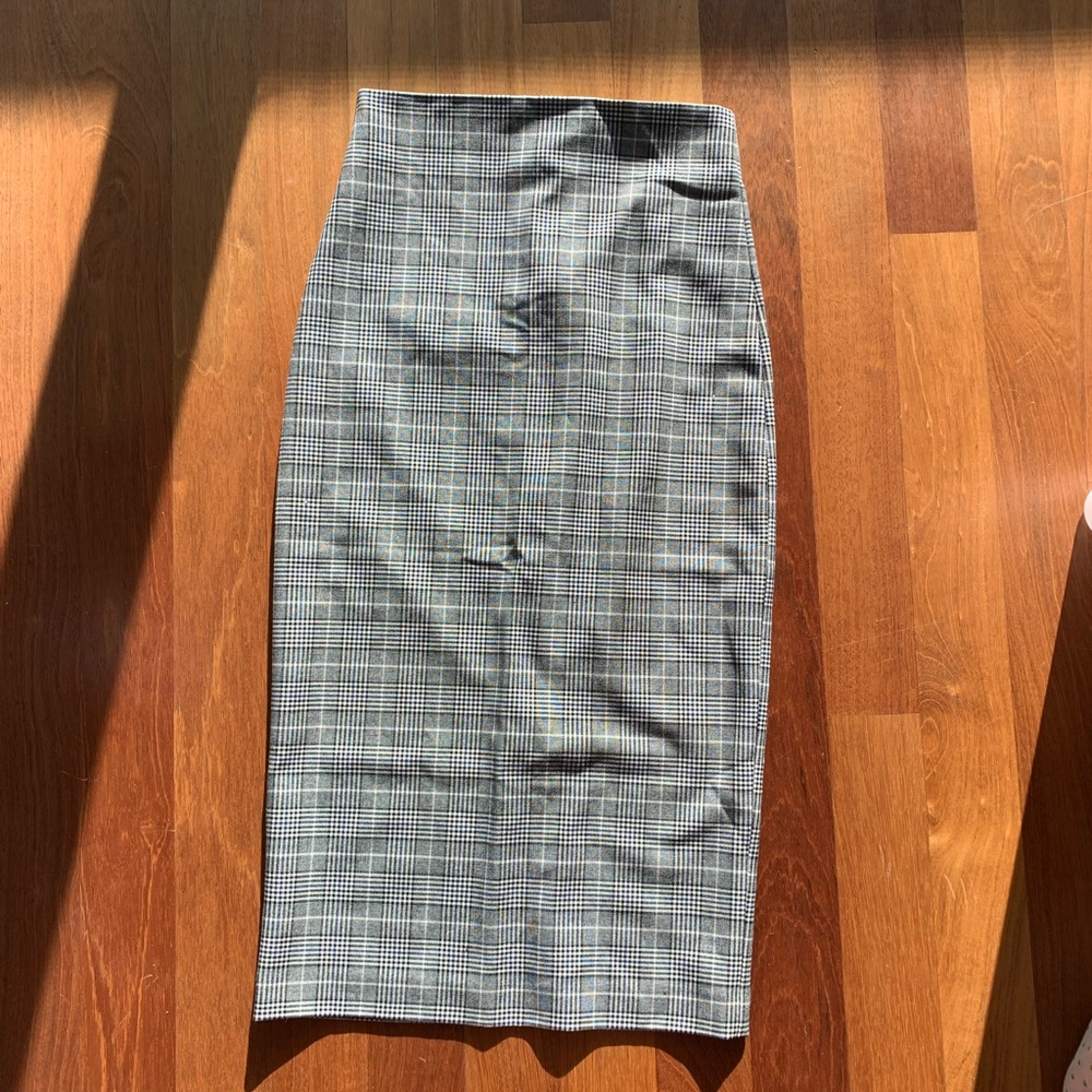 high waisted plaid cotton skirt